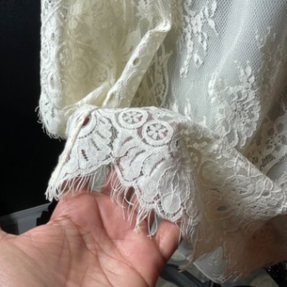 Rickie Freeman For Teri Jon Women's Off-The-Shoulder Lace Blouse Ivory Size 12 - Picture 12 of 14
